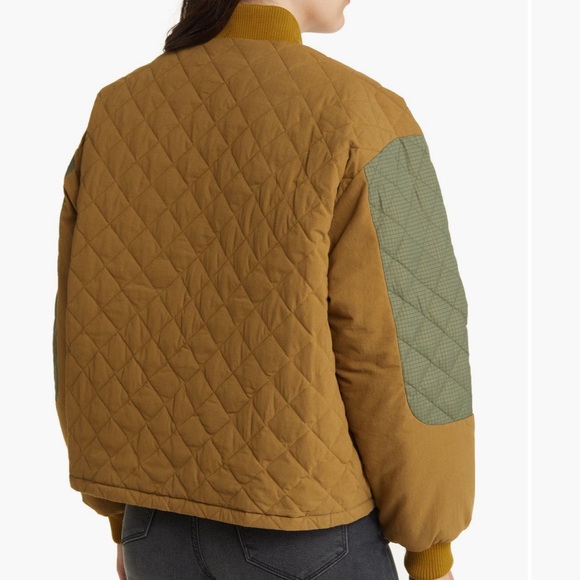 THE GREAT. Quilted Jacket in Green and Tan - Picture 4 of 7